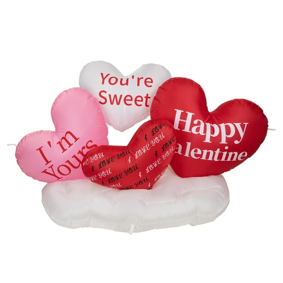 Northlight Lighted Valentine's Day Conversation Hearts Yard Inflatable, 38"