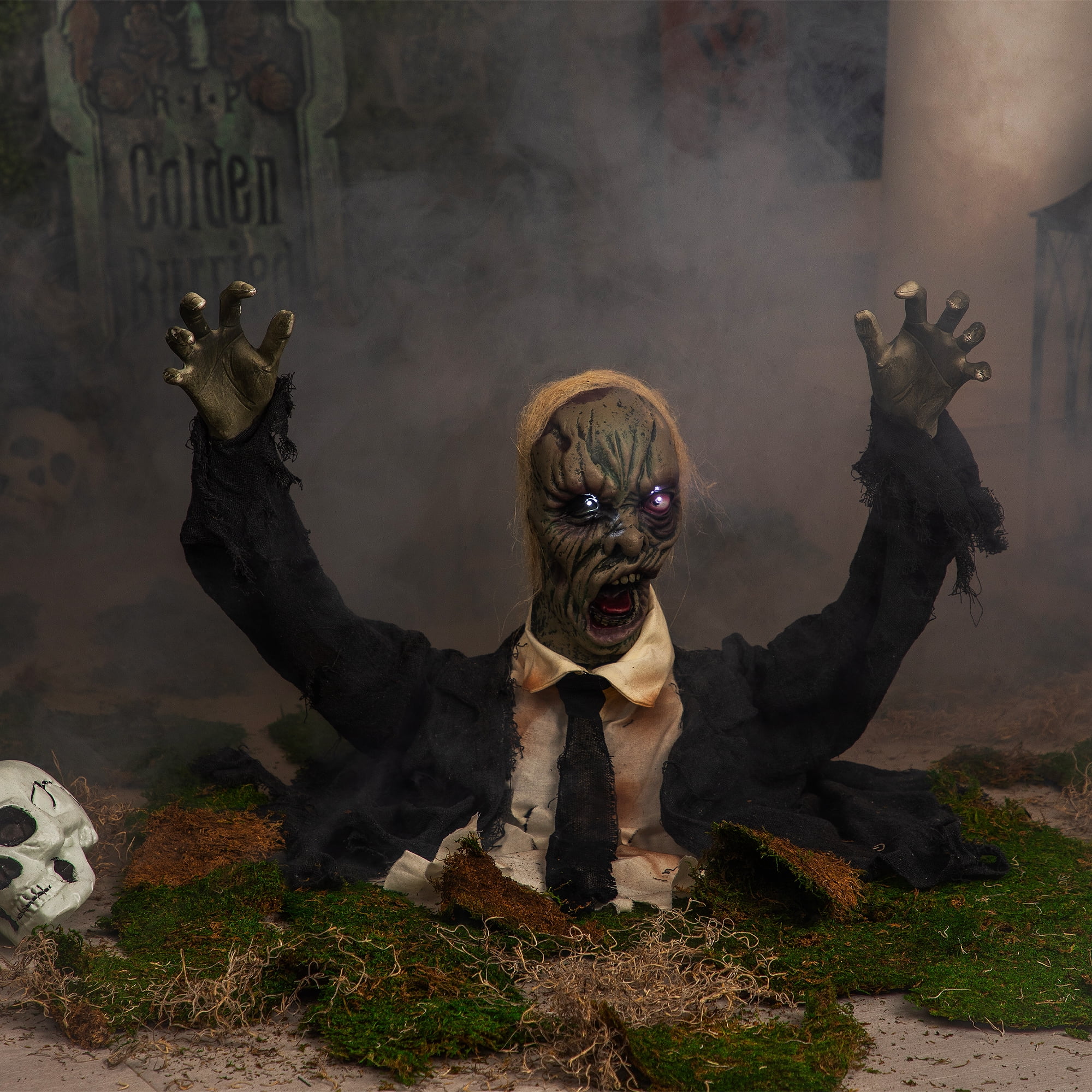 Northlight LED Lighted and Animated Zombie Halloween Decoration - 19" - White Lights