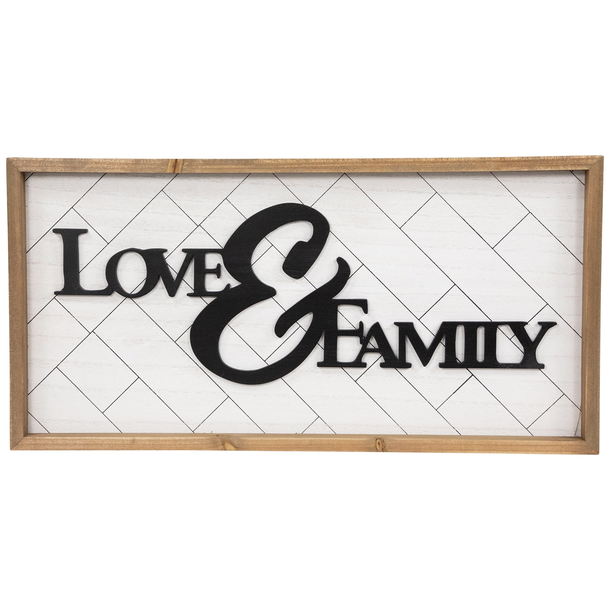 Love & Family White and Black Wooden Framed Wall Art