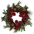 thumbnail image 1 of Northlight Magnolia and Red Berries Artificial Christmas Wreath - 22-Inch, Unlit, 1 of 6