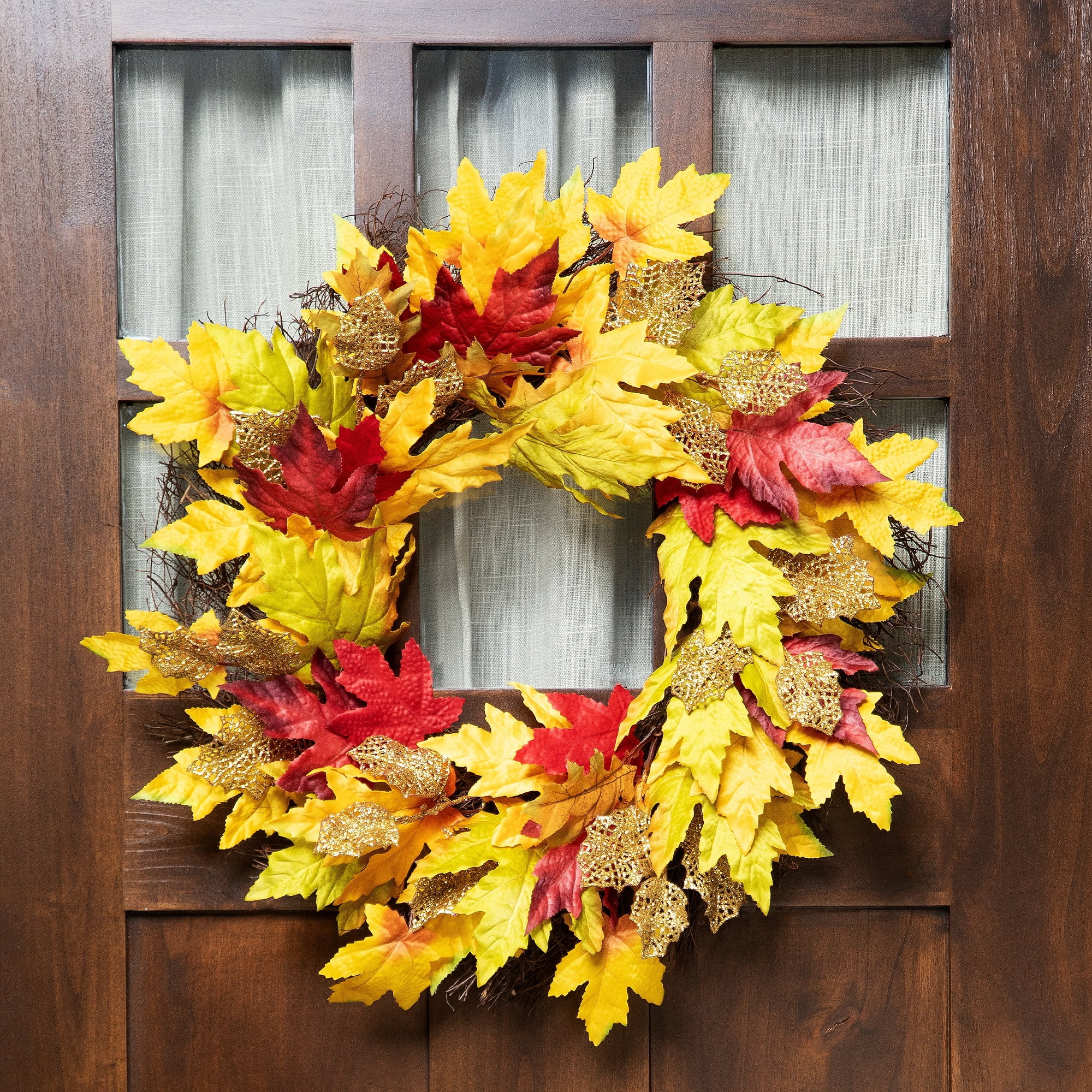 Northlight Maple Leaf Artificial Fall Harvest Wreath - 22" - Walmart.com