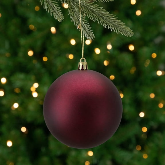 Northlight Matte Burgundy Shatterproof Christmas Ball Ornament 4" (100mm)