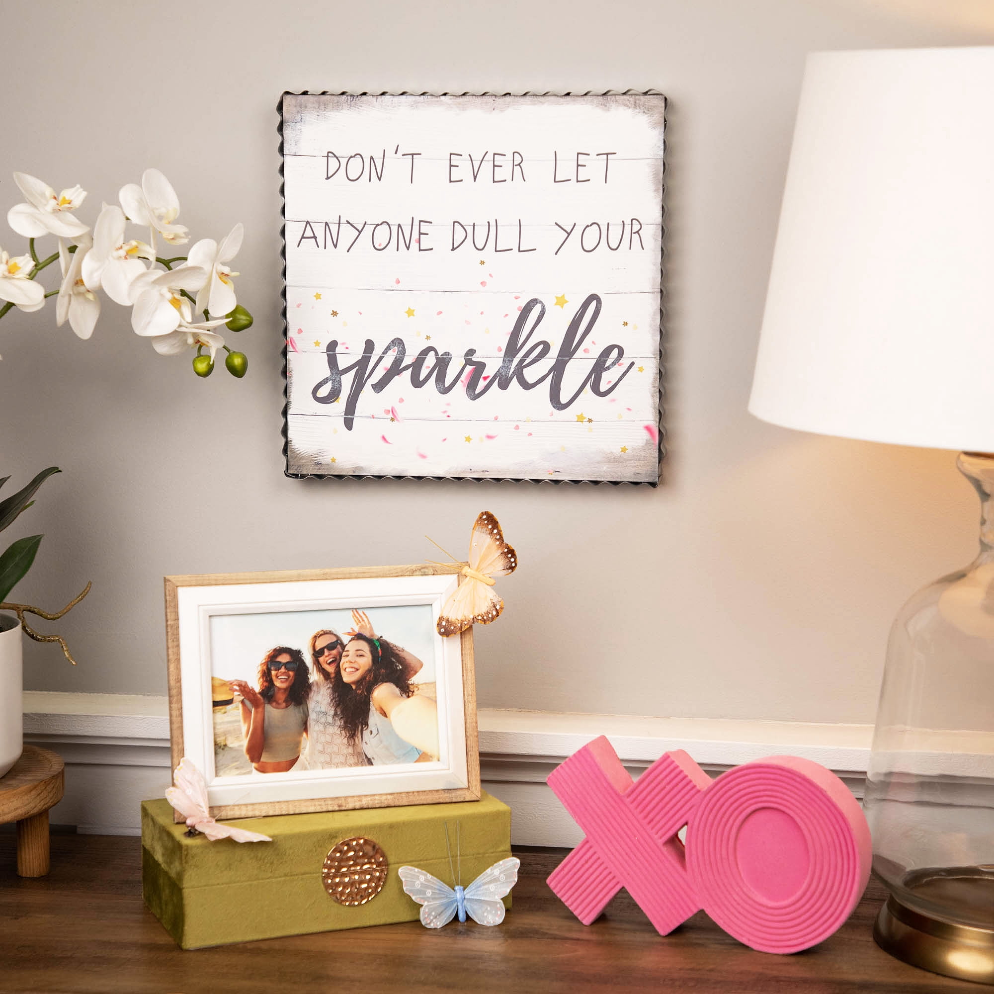 Northlight Don't Ever Let Anyone Dull Your Sparkle Metal Framed Canvas Wall Sign- 12" x 12"