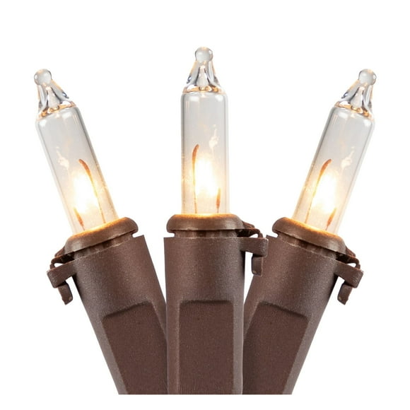 Northlight Mini Christmas Light Set - Clear - 4' Brown Wire - 10ct