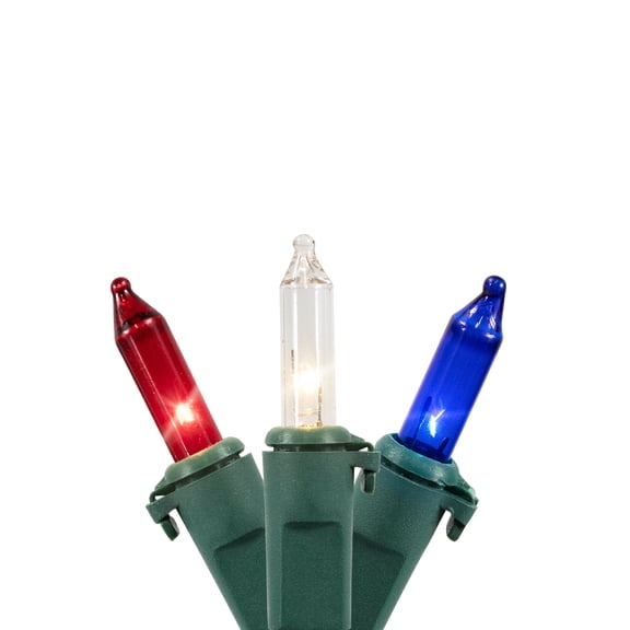 Northlight Patriotic Mini Christmas Lights - Red, White and Blue - 10' - Green Wire - 50ct