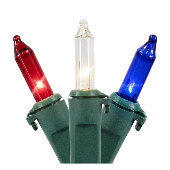 Northlight Patriotic Mini Christmas Lights - Red, White and Blue - 10' - Green Wire - 50ct