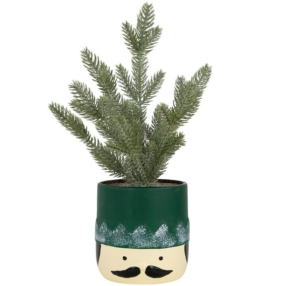 Northlight Mini Frosted Artificial Christmas Tree in Nutcracker Pot - 14.75" - Unlit