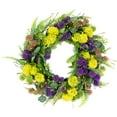 thumbnail image 1 of Northlight Allium and Thistle Spring Wreath - 22" - Yellow/Purple, 1 of 6
