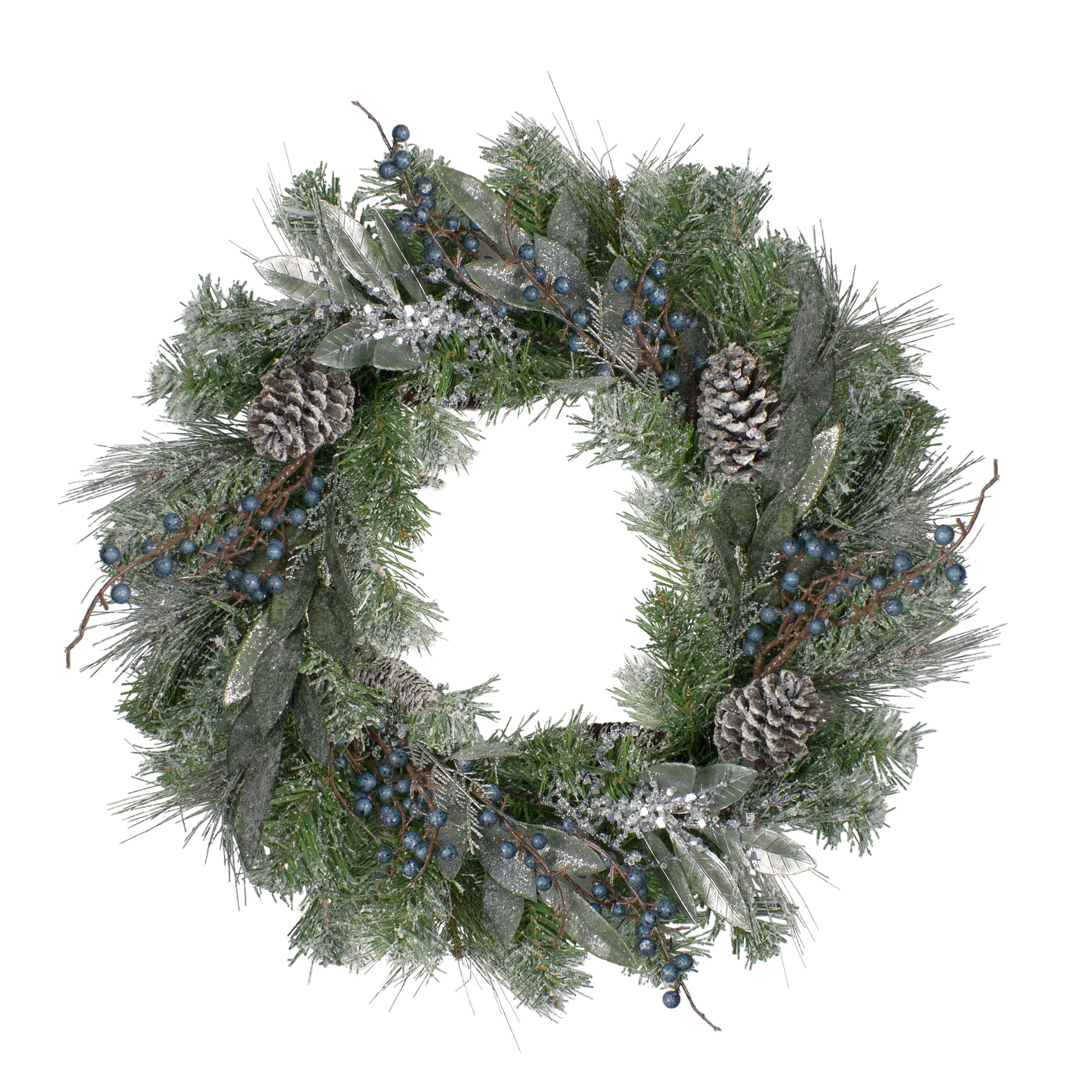 24" Frosted Pine and Blueberry Artificial Christmas Wreath