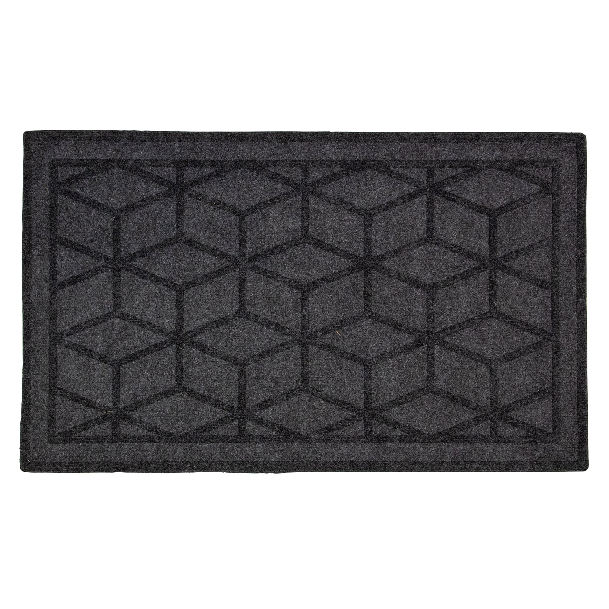 Northlight Modern Black Coir Outdoor Doormat, 1' x 2'