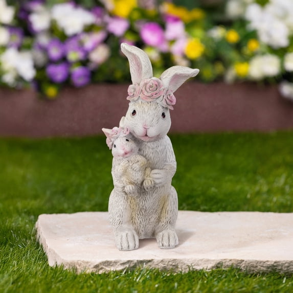 Northlight Mother and Baby Bunny Outdoor Garden Easter Statue - 9.25"