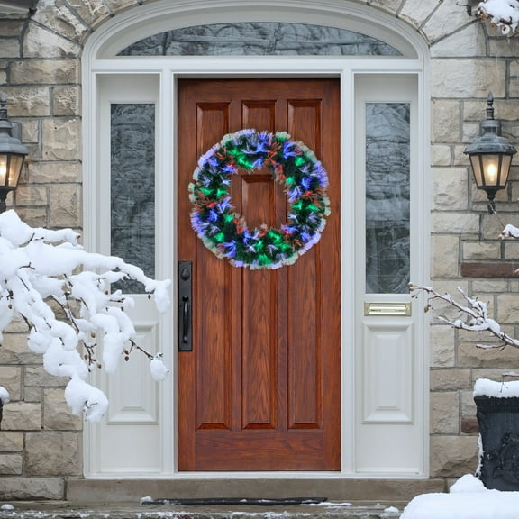 Northlight Multi-Function Color Changing Fiber Optic Artificial Pine Christmas Wreath - 24"