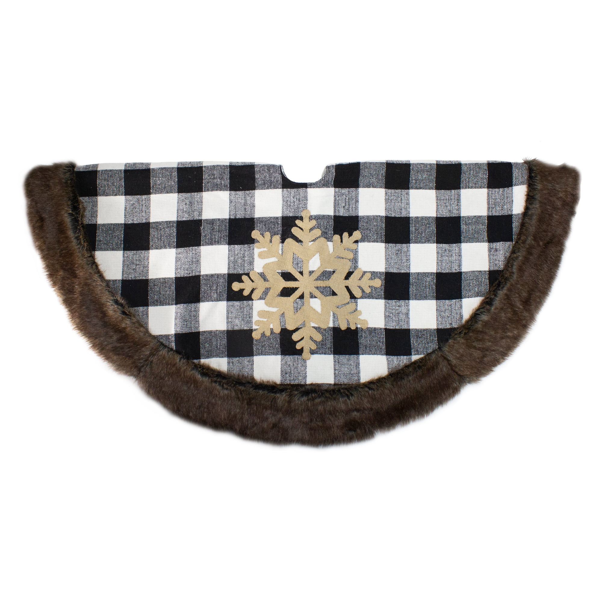 Northlight Multi-color Buffalo Plaid Polyester Christmas Tree Skirt, with Burlap Snowflake 1" x 48" x 48"