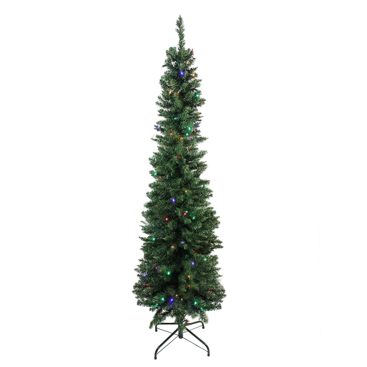 Northlight Multi-color LED Green Prelit Pencil Christmas Trees, 6'