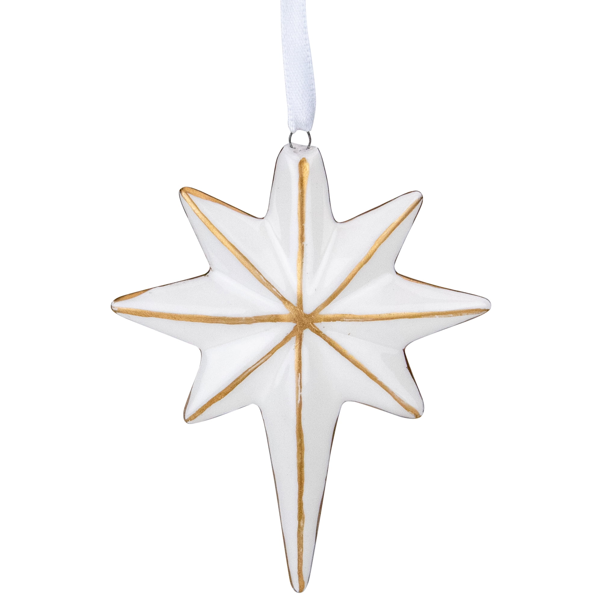 4" White and Gold Star Hanging Christmas Ornament