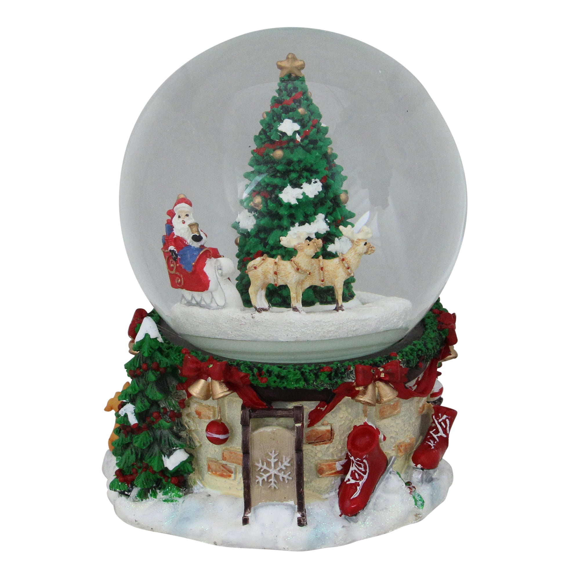 Northlight Musical and Animated Santa on Sleigh Rotating Christmas Snow ...