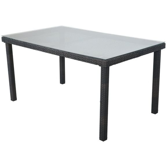 Northlight Nassau Brown Woven Resin Wicker Outdoor Patio Dining Table - 59"