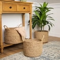 thumbnail image 1 of Northlight Natural Beige Round Seagrass Table and Floor Baskets - Set of 3, 1 of 7