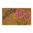 thumbnail image 1 of Northlight Natural Coir Floral Rectangular "Welcome" Doormat 18" x 30", 1 of 5