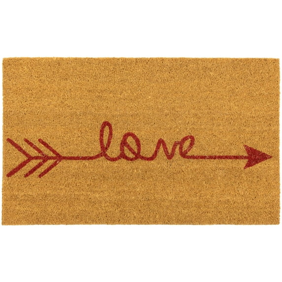 Northlight Natural Coir "Love" Arrow Outdoor Doormat 18" x 30"