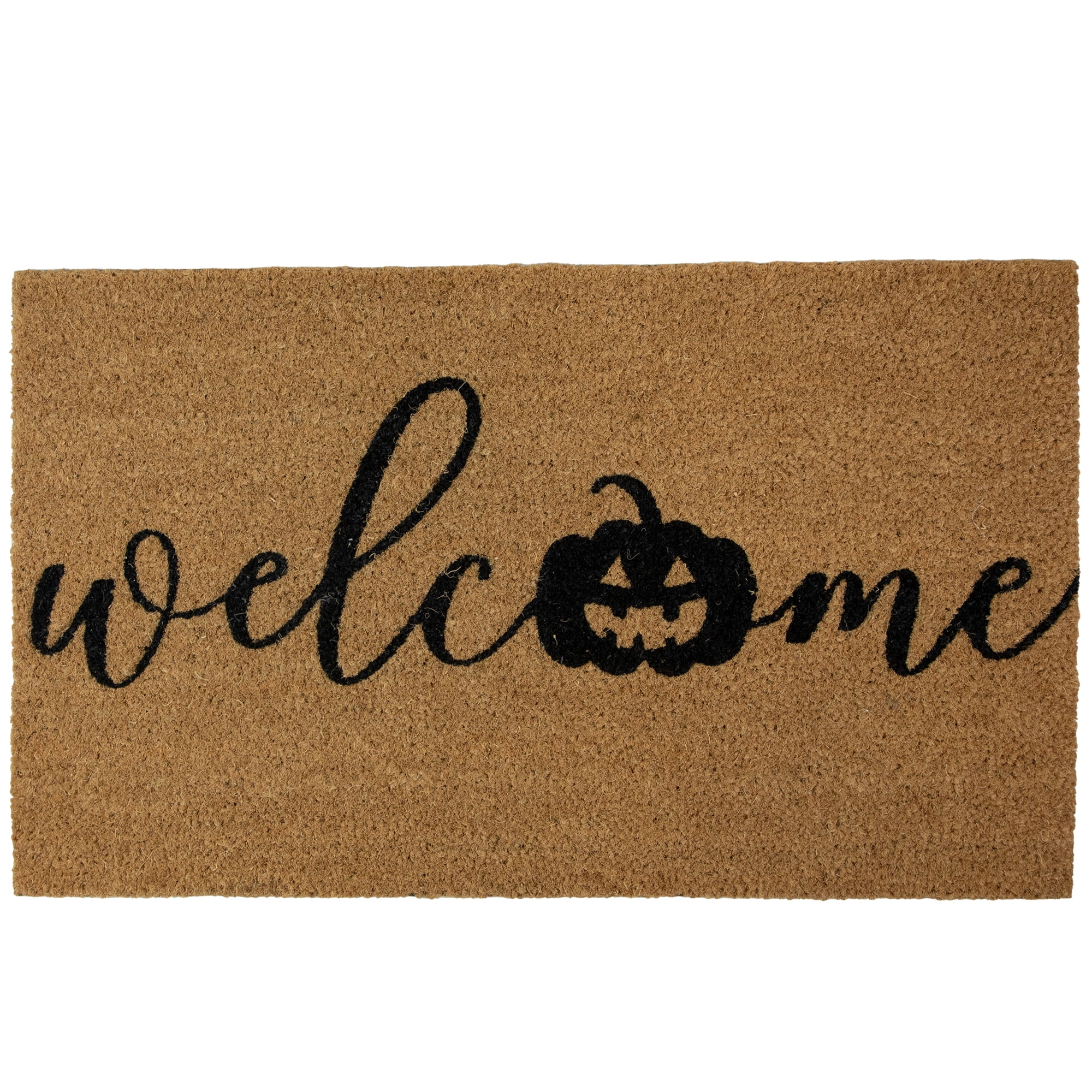 Natural Coir Pumpkin Welcome Halloween Outdoor Doormat 18" x 30"