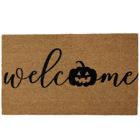 Northlight Natural Coir Pumpkin "Welcome" Halloween Doormat - 18" x 30"