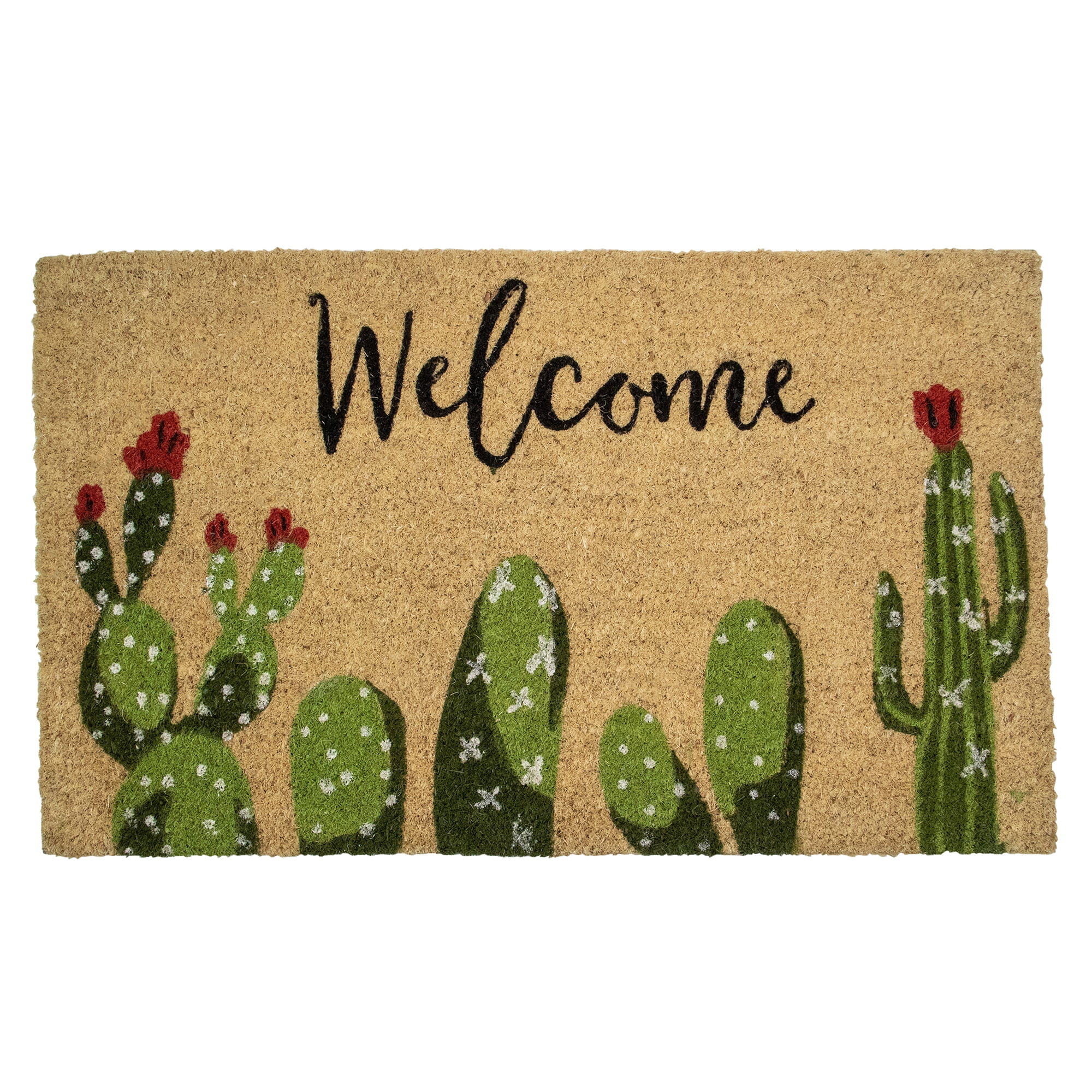 Northlight Natural Coir Tropical Cactus Rectangular Welcome Doormat 18 x  30 