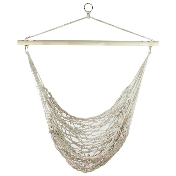 Northlight Natural Cotton Macrame Hammock Chair with Wooden Bar - 44" x 39"