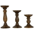 thumbnail image 1 of Northlight Natural Dark Wooden Pillar Candle Holders - 10" - Set of 3, 1 of 5