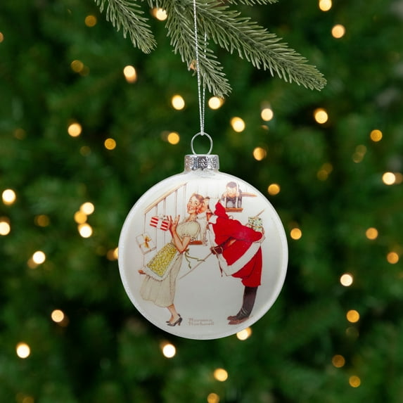 Northlight Norman Rockwell 'Christmas Surprise' Glass Disc Christmas Ornament - 3"