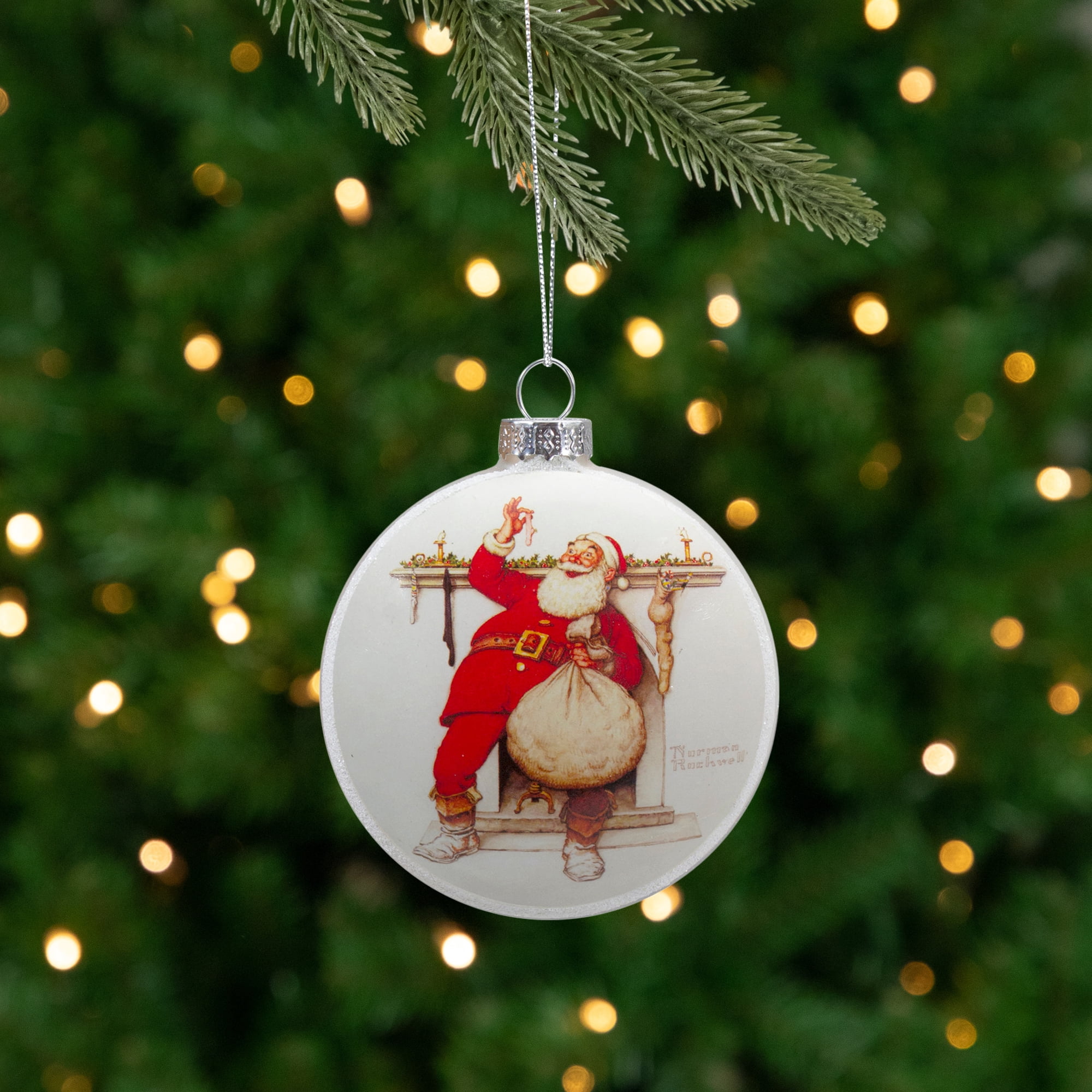 Northlight Norman Rockwell 'Filling The Stockings' Glass Disc Christmas Ornament - 3'"