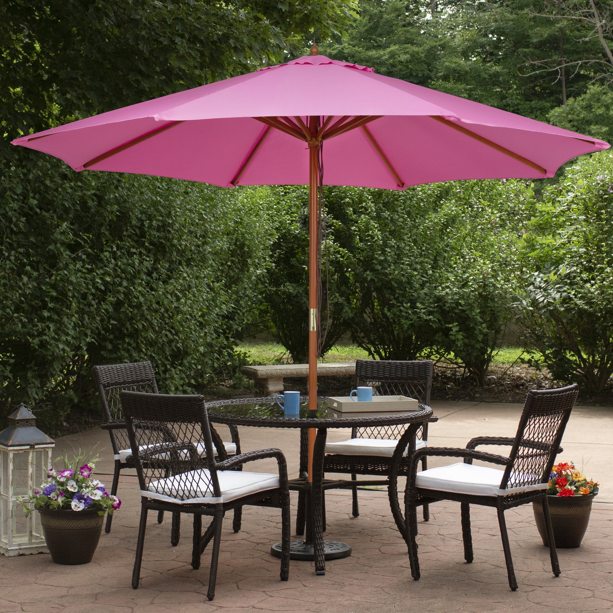 Northlight Outdoor Patio Market Umbrella with Wooden Pole - 8.5' - Pink