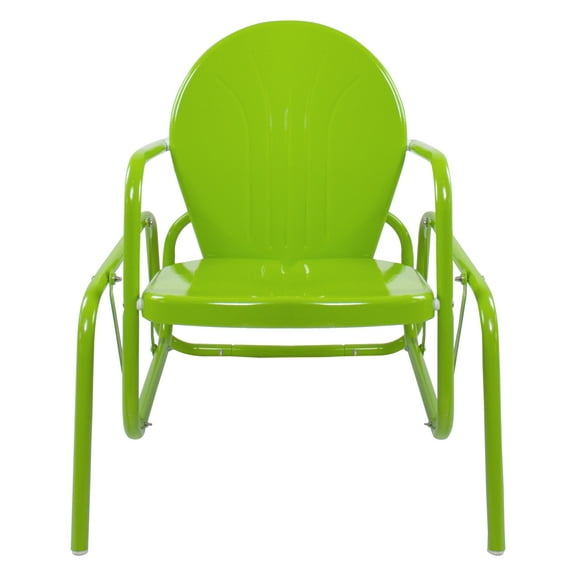 Northlight Outdoor Retro Metal Tulip Glider Patio Chair, Lime Green