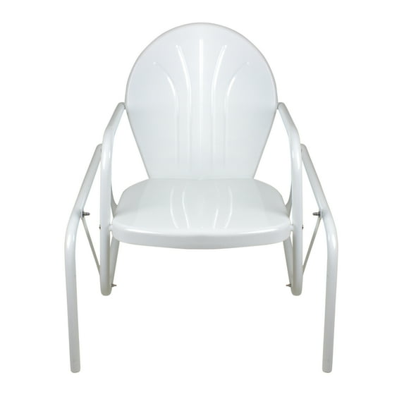 Northlight Outdoor Retro Metal Tulip Glider Patio Chair, White