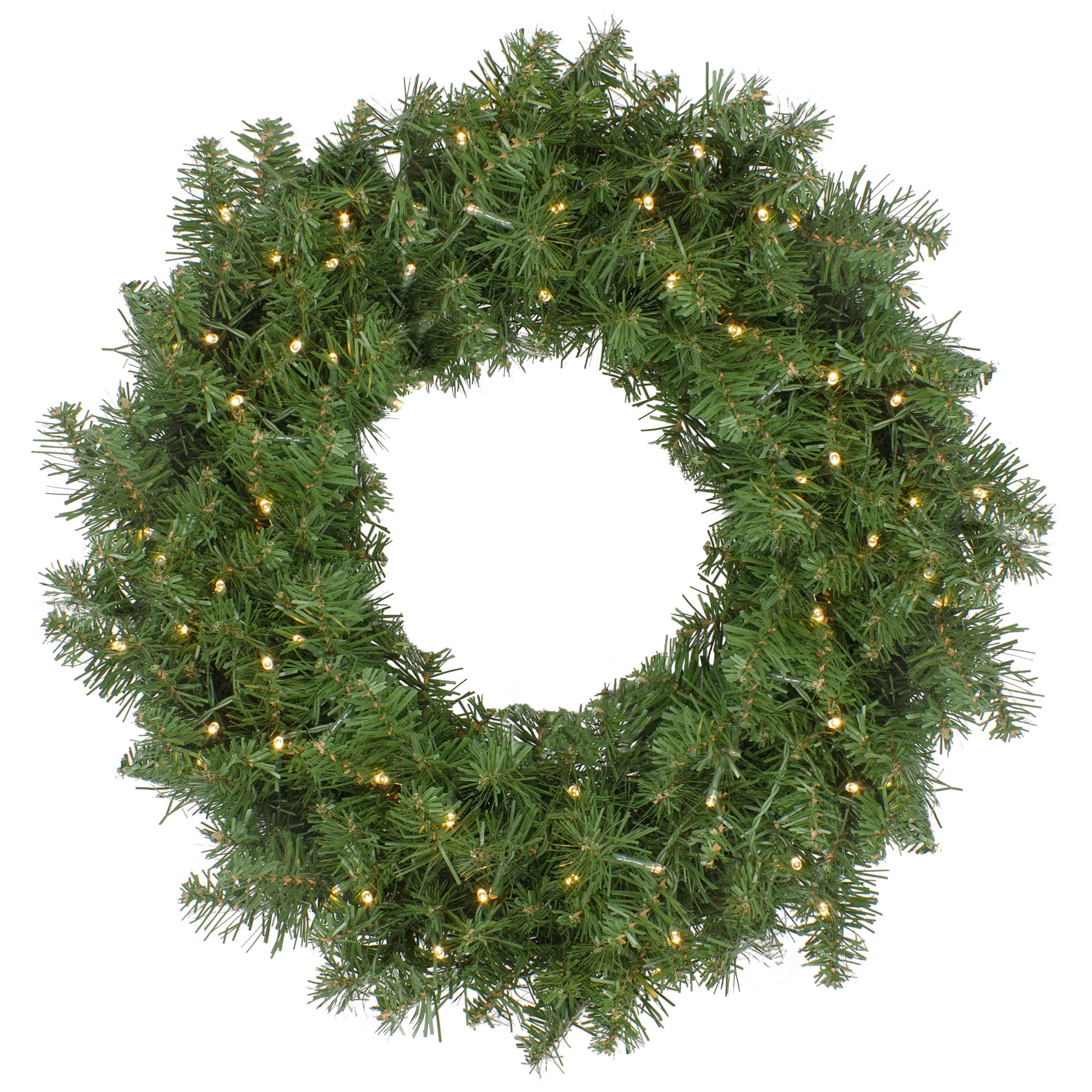 Pine Artificial Christmas Wreath with Warm White LED Lights, 24"
