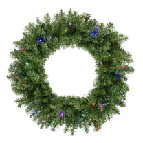 Northlight Pre-Lit Rockwood Pine Artificial Christmas Wreath - 24" - Multi LED Lights