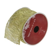 Northlight Pack of 12 Sparkling Gold Lines Wired Christmas Craft Ribbons - 2.5 x 120 Yards