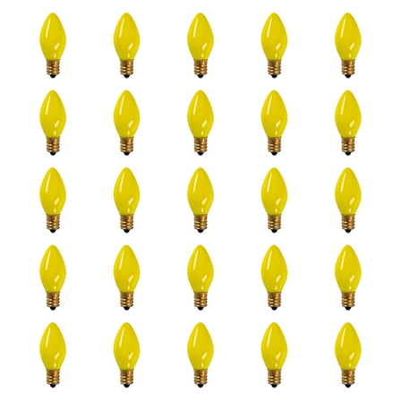 Northlight Pack of 25 Incandescent C7 Opaque Yellow Christmas Replacement Bulbs