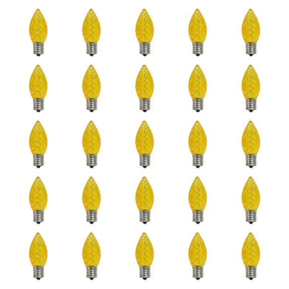 Pack of 25 LED Faceted C9 Yellow Christmas Replacement Bulbs