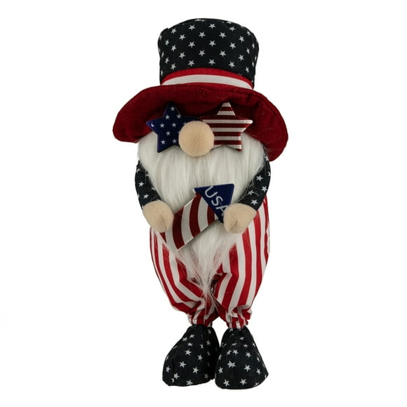 Northlight Patriotic Gnome in Top Hat Holding Rocket - 12.25"