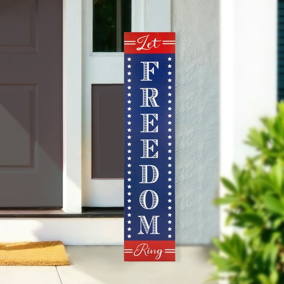 Northlight Patriotic "Let Freedom Ring" Wooden Porch Board Sign Decoration - 36"