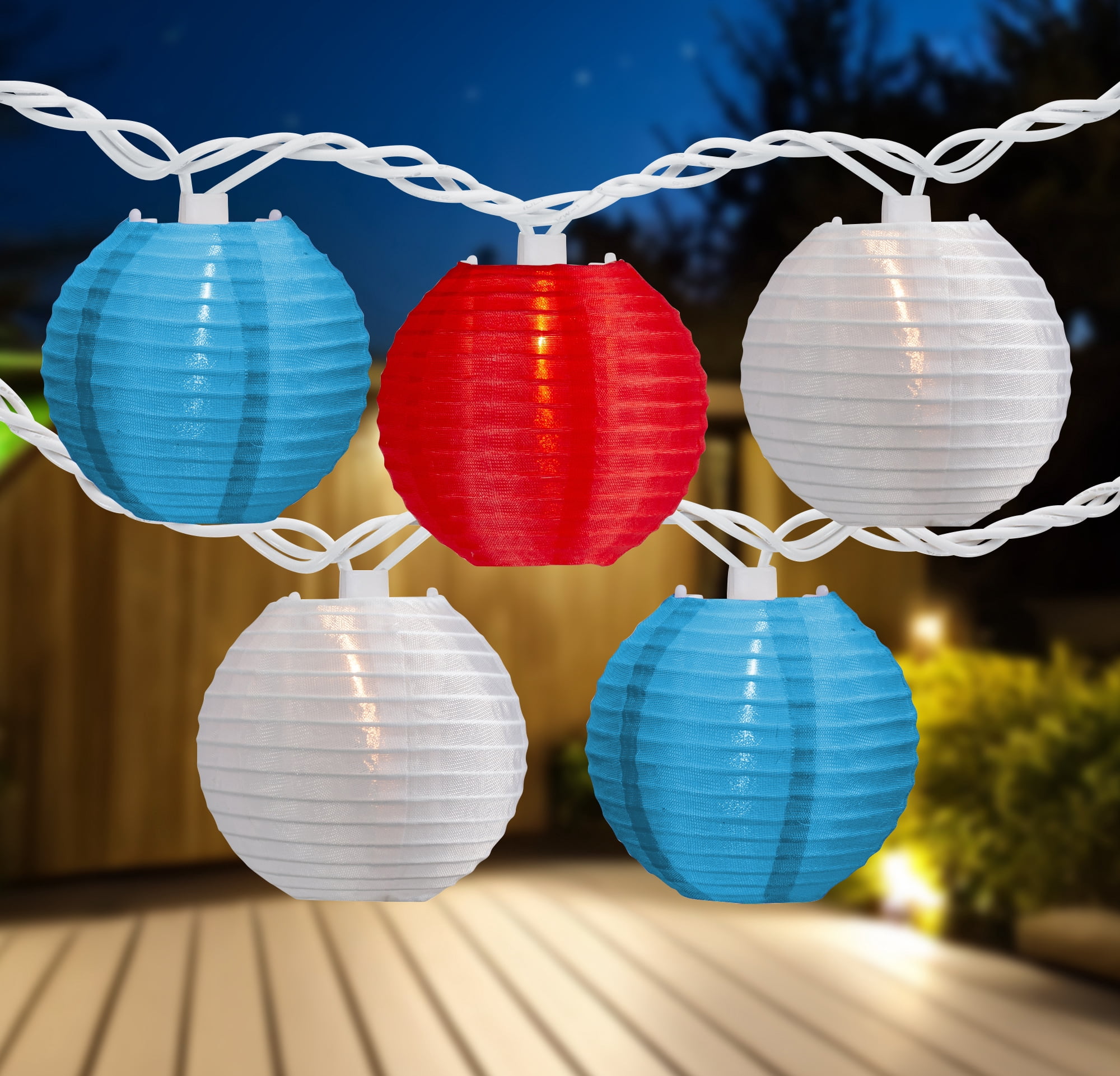 Northlight Patriotic Paper Lantern Patio Light Set - Red, White and ...