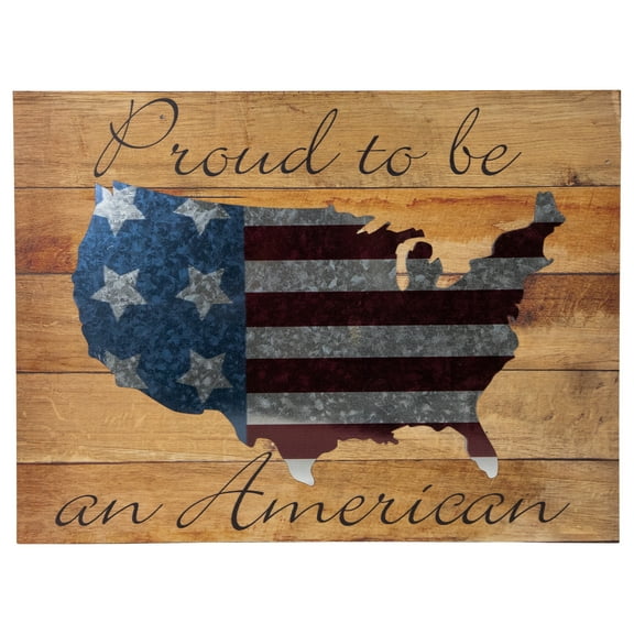 Northlight Patriotic Proud to be an American Wooden USA Map Wall Art - 15.75 x 12