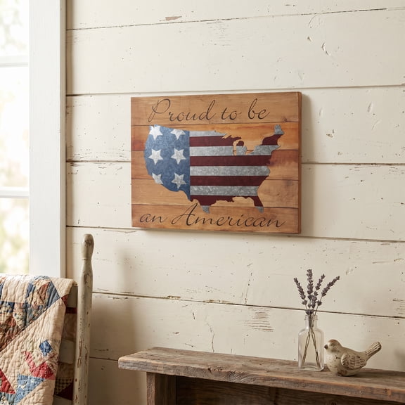 Northlight Patriotic “Proud to be an American” Wooden USA Map Wall Art - 15.75” x 12”