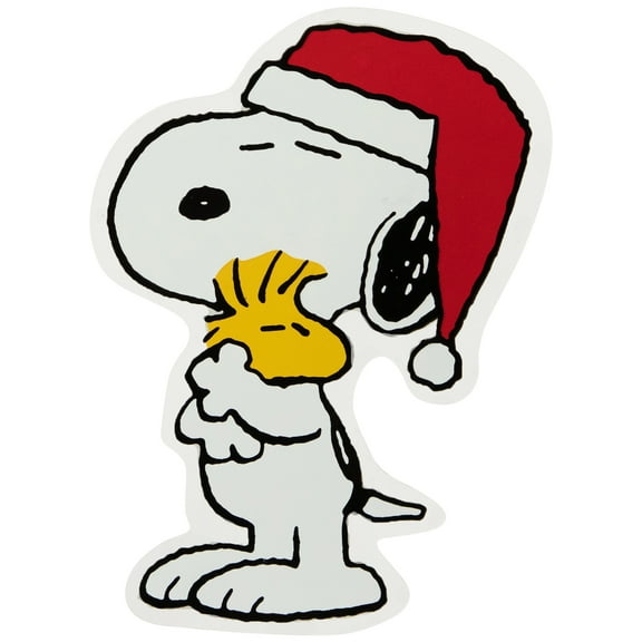 Northlight Peanuts Snoopy Hugs Woodstock Double Sided Christmas Window Cling Decoration - 7"