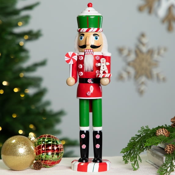 Northlight Peppermint Candy Nutcracker Christmas Figure - 15" - Red and Green