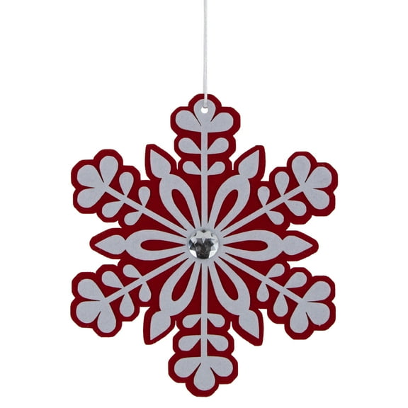 Northlight Peppermint Snowflake Christmas Ornament with Gem - 10" - Red and White