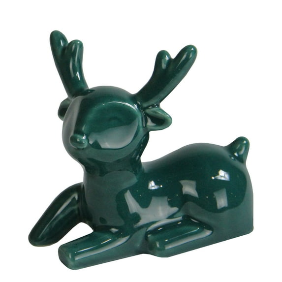 Northlight Petite Shiny Ceramic Christmas Deer Figurine - 3.5" - Green