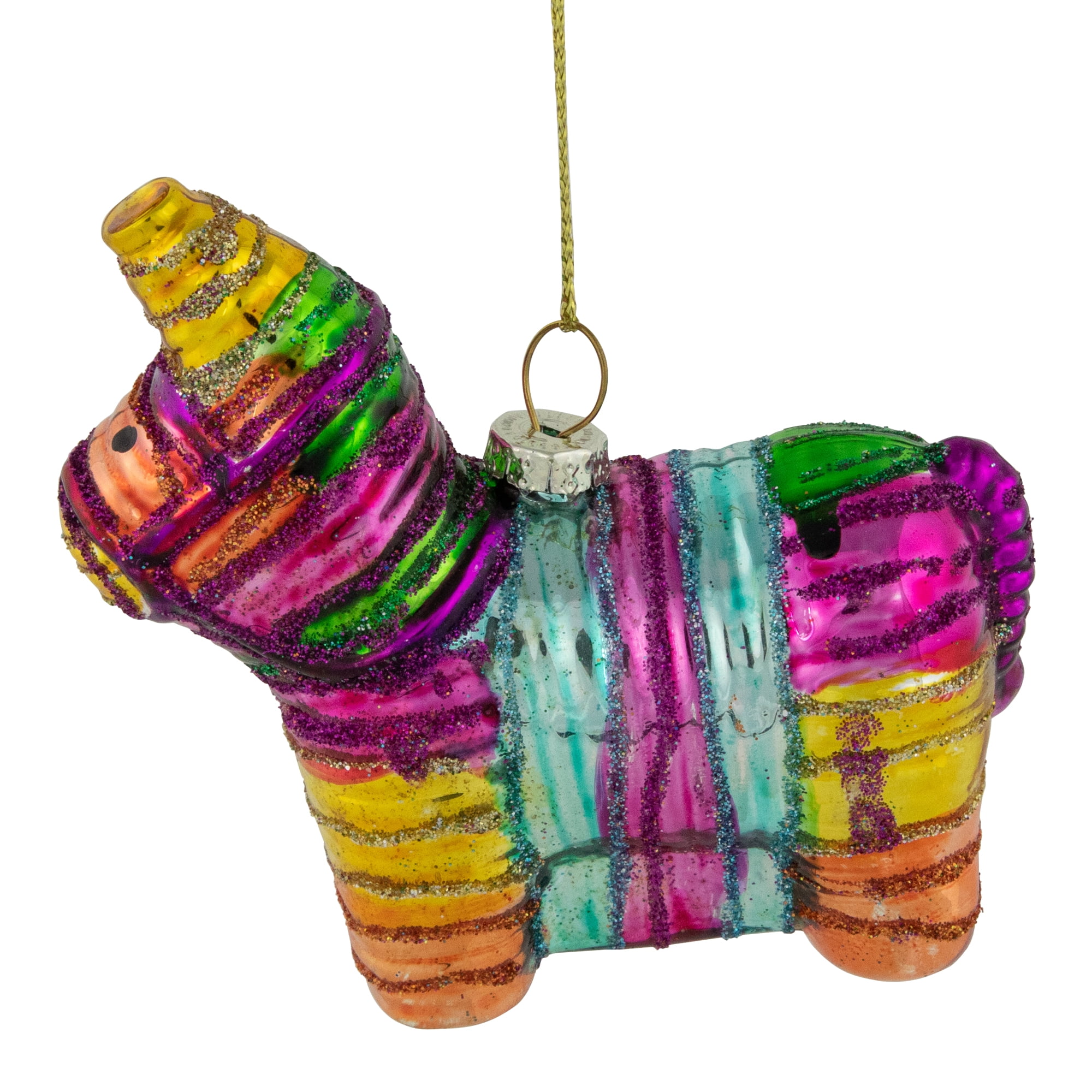 Northlight 3.5" Pinata Donkey Bohemian Style Glass Christmas Ornament