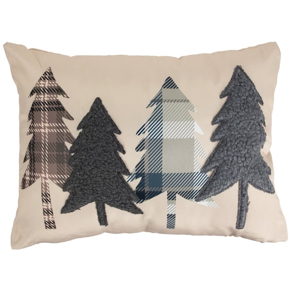 Northlight Pine Tree Silhouettes Christmas Throw Pillow - 15" - Tan